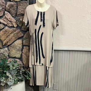Animale Beige and Black Patterned Dress